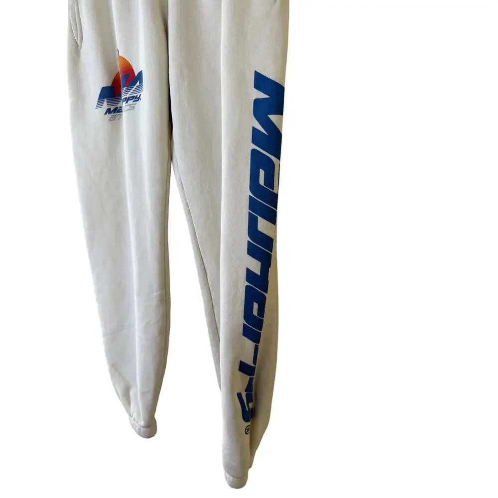 Madhappy Jogger Sweatpants Men’s Small‎ White Athletic Graphic Lounge Pants